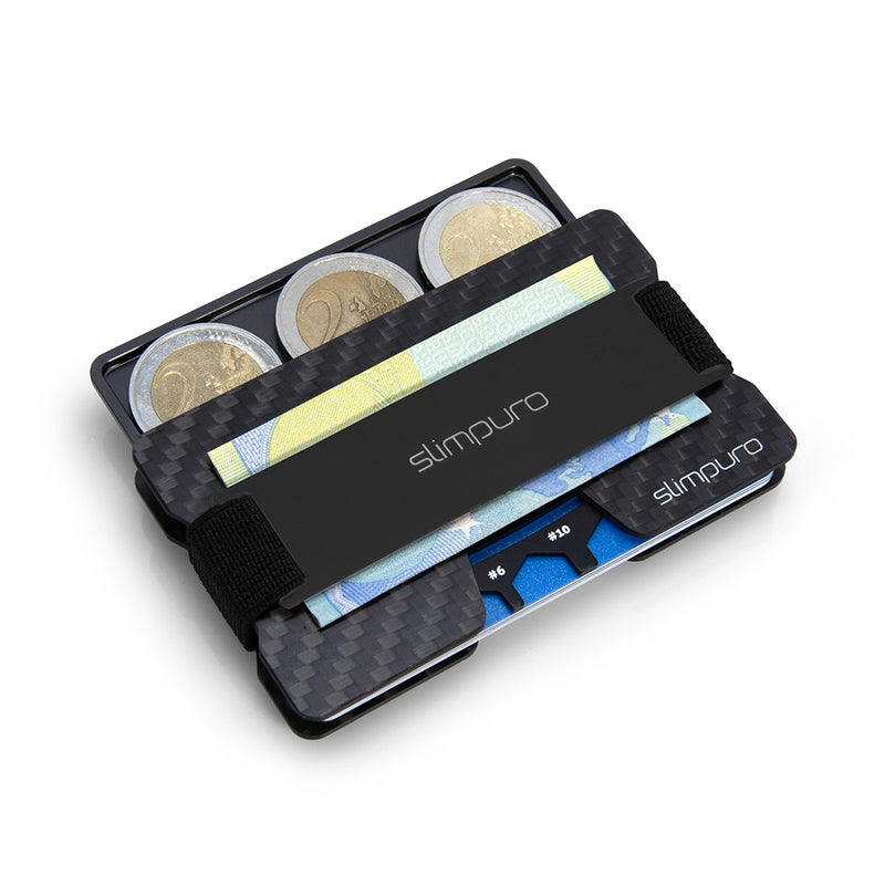 Porte-monnaie - coin card slimpuro - rangement des pièces - pratique - en  aluminium - noir SLIMPURO Pas Cher 